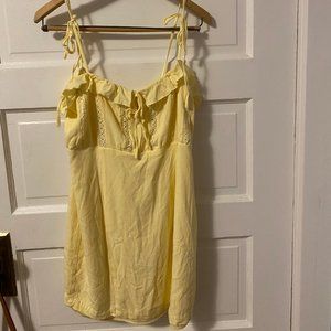Yellow Tie Up Mini Dress